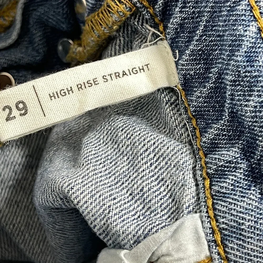 PacSun Jeans Size 29 Blue Medium Wash Denim Button Fly High Rise Straight Y2K